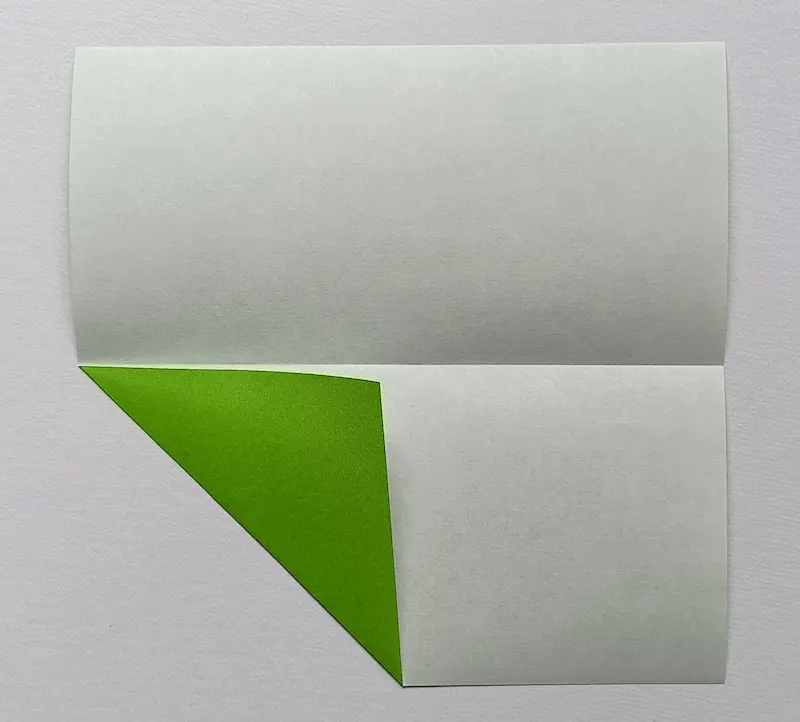 Fold the bottom-left corner to meet the crease