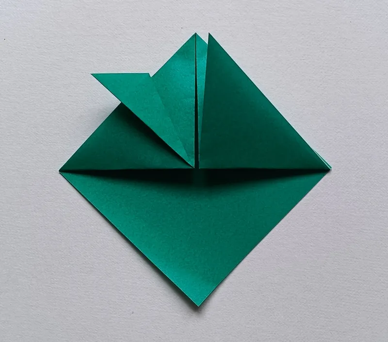 Fold the same left flap up and out to the side