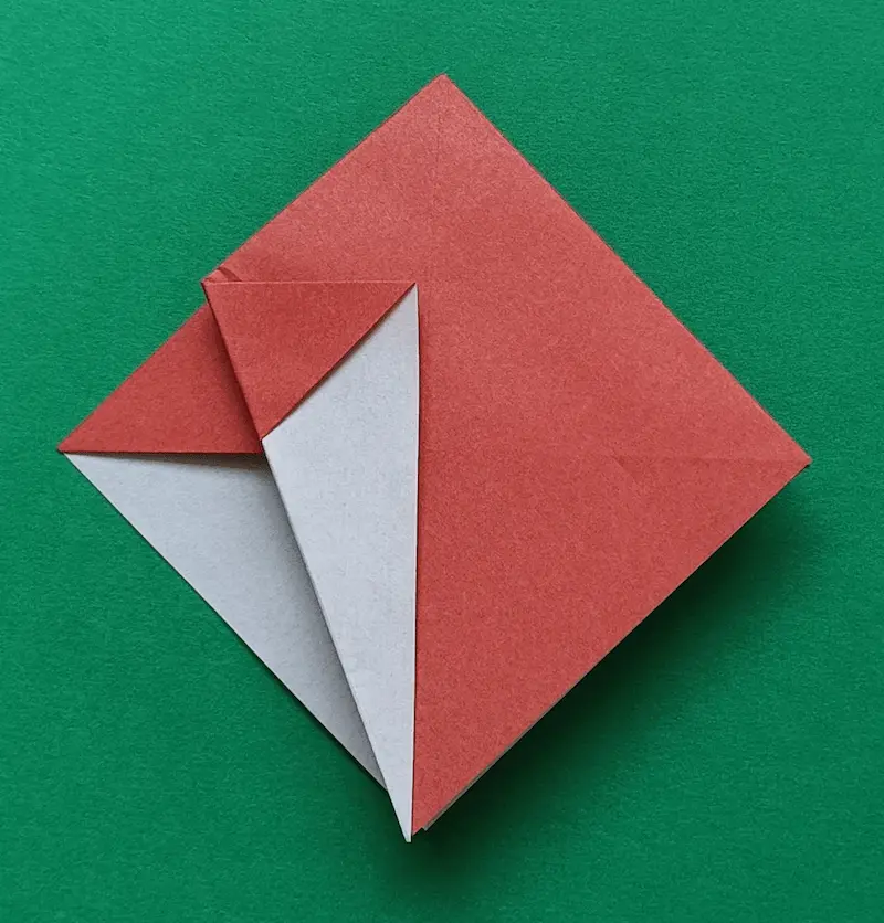 Fold the left corner to the center